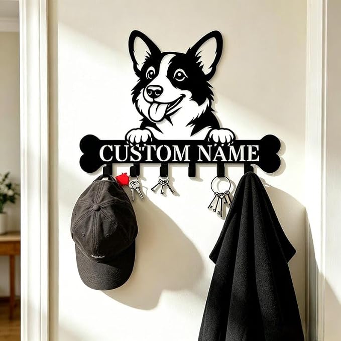 Personalized Dog Metal Wall Hook, Custom Bone Bar, Pet Gear Organizer | Key Holder Wall Mount, Dog Lover Gifts, Metal Decor, House Warming Gifts New Home, Dog Leash Holder for Wall
