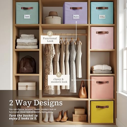 DECOMOMO Storage Bins, Cube Storage Bin with Labels