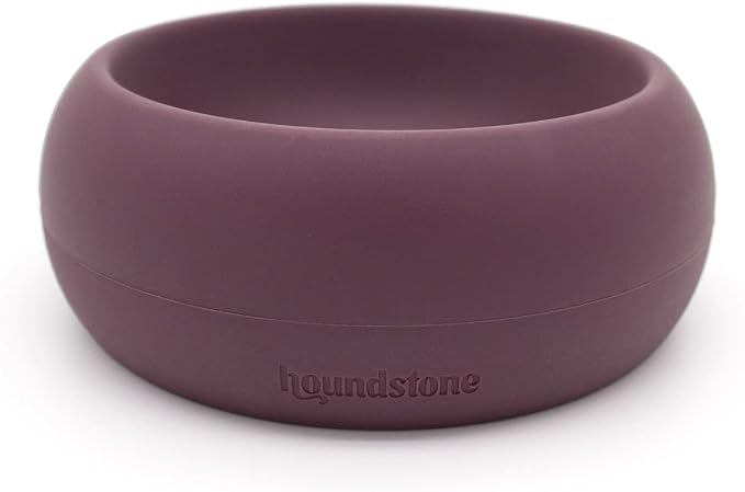 Houndstone Silicone Dog Bowl, BPA Free, 1 Cup Capacity, Non-Slip Base, Dishwasher Safe (Plum)