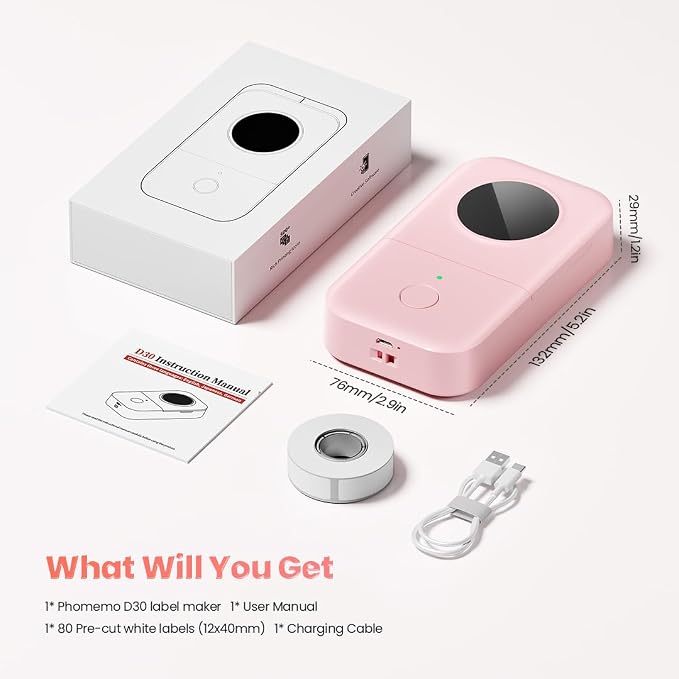 Phomemo Label Maker, Bluetooth Mini Portable Label Printer for Home School | Small Label Maker Machine with Tape, Lightweight Rich Templates Fonts Icons for Home, School Classroom Name Label, Office