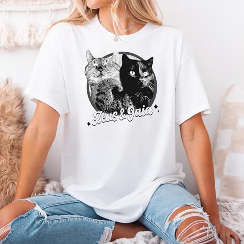 Chillever Personalized Dog Potrait Hoodie, Custom Photo Dog Mom Shirt, Sweatshirt, Gift for Dogs Cat Lovers