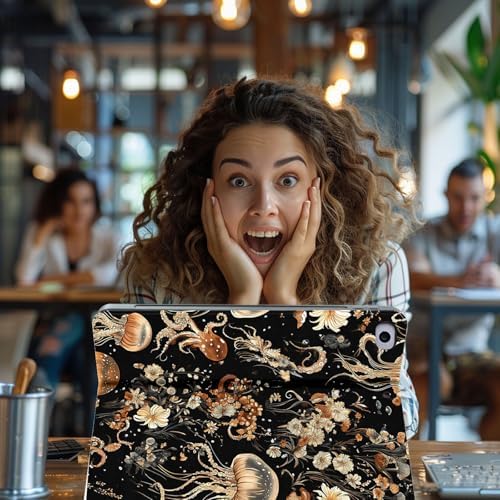 for Microsoft Surface Pro 11/10/9-13" 2024/2022 Tablet Case,Auto Wake/Sleep,Adjustable Stand Protective Cover - Golden Jellyfish Floral