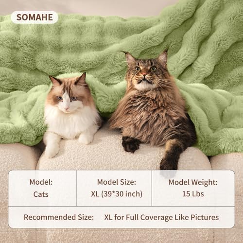 SOMAHE Soft Faux Fur Cat Blanket, Washable, Small 22x18 Fruit Green