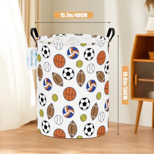 Round Laundry Basket Collapsible Storage Hamper Organizer Colorful Balls | Waterproof Canvas Foldable Baskets with sturdy Handles Multi-scene Organizer for Home Play Bedroom Gift Bin