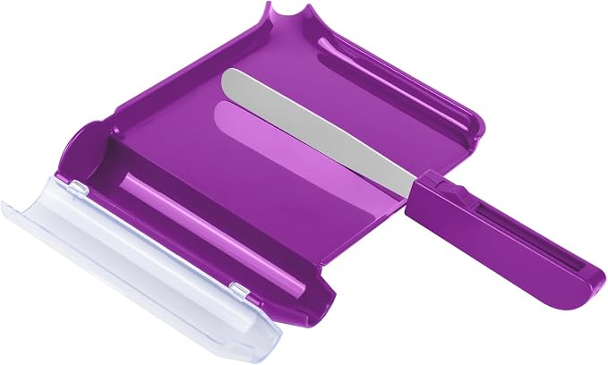 Medarchitect Right Hand Pill Counting Tray with Spatula, Purple | Dual-channel food-grade surface made without BPA, with hooked plastic handle for sanitary tablet sorting