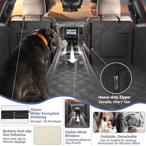 Dog Truck Seat Cover for Back Seat, Hard Bottom Pet Hammock, XL