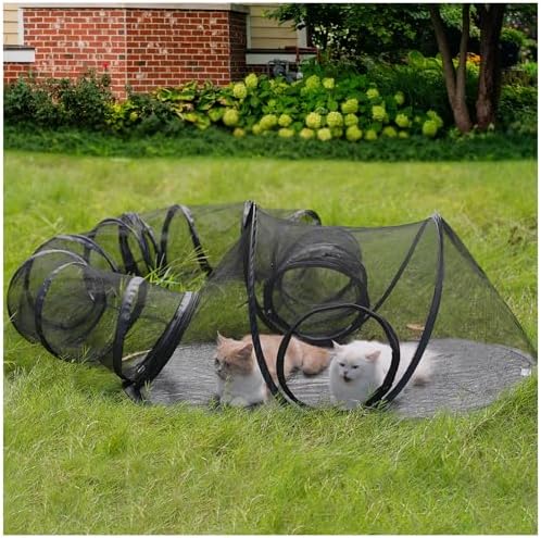 Rest-Eazzzy Outdoor Cat Enclosures, Portable Cat Tent for Outside Enclosure for Indoor Cats, Catio Outdoor Cat Enclosure for Kitty and Small Animals, Cat Playpen with Tunnel, Storage Bag | Pop Up Catio, Waterproof PE Base, Anti-Bug Mesh, Firm Steel Rod...