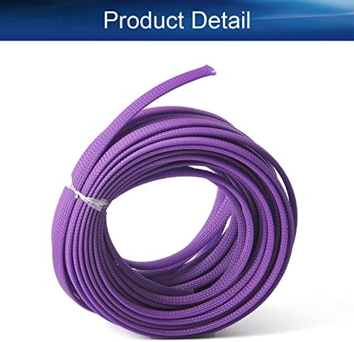 Bettomshin 1Pc 32.8Ft(10m) Cable Management Sleeve, 5/16"(8mm) Width PET Purple Cord Protector, Wire Loom Tube Insulated Split Sleeving for USB Cable Power Cord Organizer Video Cable Hider
