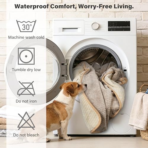 Catalonia Waterproof Dog Blanket, Reversible Leakproof Furniture Protector | Camel Fleece Mat for Small to Large Dogs & Cats, Helps Protect Sofa, Bed & Couch from Liquids, Urine & Messes, 30 x 40 Inches