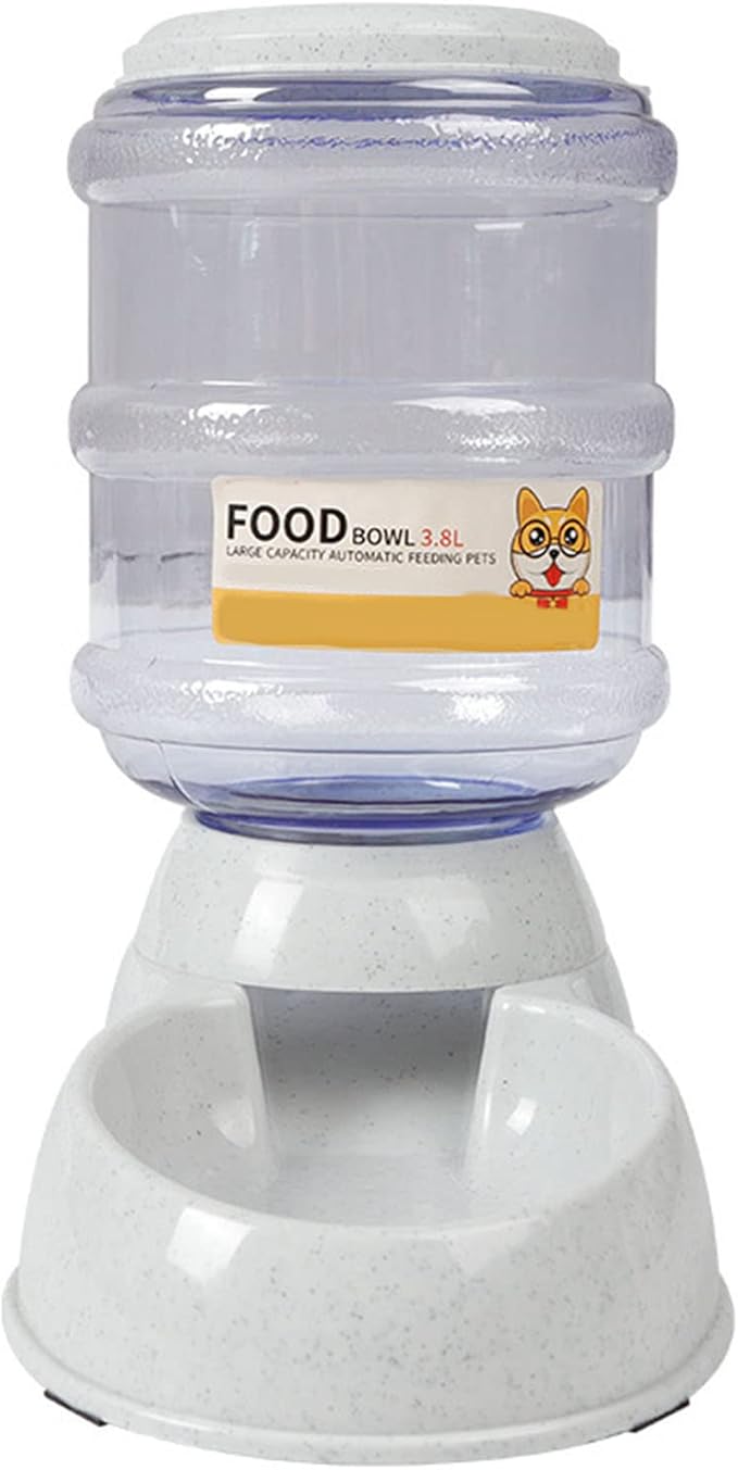 Haofy Automatic Pet Water Dispenser 3.8L Large Capacity Non Leak Gravity Water Bowl with Detachable Design Non Slip Base for Dogs Cats Ideal for Home Travel Crate Multi Pet Households (for Food Gray)