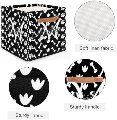 Personalized Storage Baskets for Organizing, Foldable Storage Bins with Handles Custom Cute Basket for Boys, Girls, Pet, Clothes, Blanket, Bedroom Nursery Toy Storage Gift,13 x13 x13 In, Bone Claw