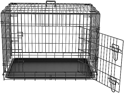 ZENY 30/36/42 inch Dog Crate Double Door Folding Metal Dog or Pet Crate Kennel with Tray and Handle