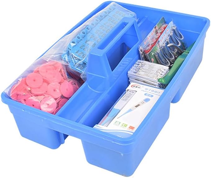 Plastic Storage Tool Tray Tote for Versatile Multiuse Tool Caddy with Attached Portable Handle Organize Carry Tools Farm Veterinary Tool Box Veterinary Medicine box (Plastic Handle Blue Tray)
