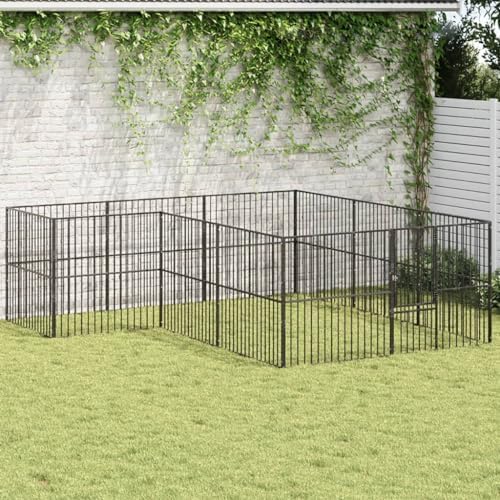 Large Dog Playpen 12 Panels Galvanized Steel Exercise Pen for Small to Medium Pets Indoor Outdoor Play Yard Exercise Fence Black