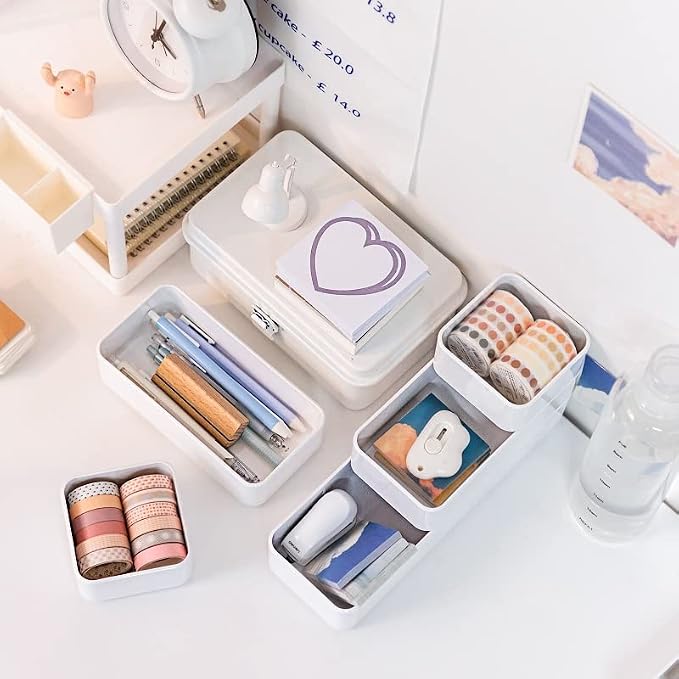 Plastic Drawer Organizers Set,Versatile Bathroom Vanity Organizer Trays | 3-Size Small Storage Bins, Makeup Organizer Containers for Makeup, Jewelries, Bedroom, Kitchen Gadgets Utensils and Office