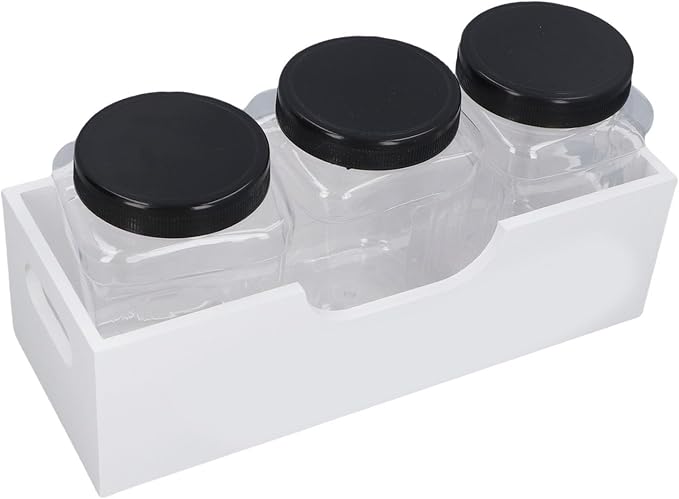 Pet Treat Containers Airtight Jars Well Sealed Snack Organizer for Dog Cat, Wooden Stand, Large Capacity, Transparent, White