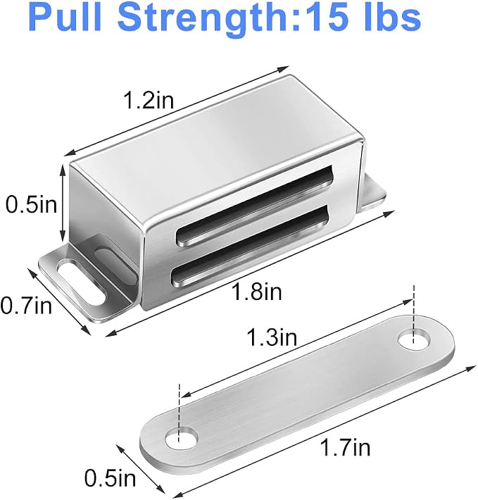 Strong Cabinet Magnets for Closure 15 lbs 8 Pack - Pet-Proof Your Closet | Magnetic Door Catches/Latches Stainless Steel for Cupboard Closet Drawer Window - No Measure or Mark Install in 5 Mins