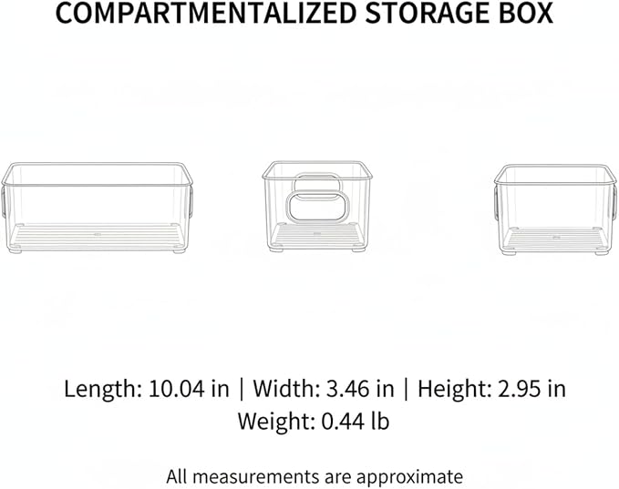 Clear PET Plastic Drawer Organizer with Dividers, Compartmentalized Storage Box for Small Items, 10 x 3.5 x 3 Inches