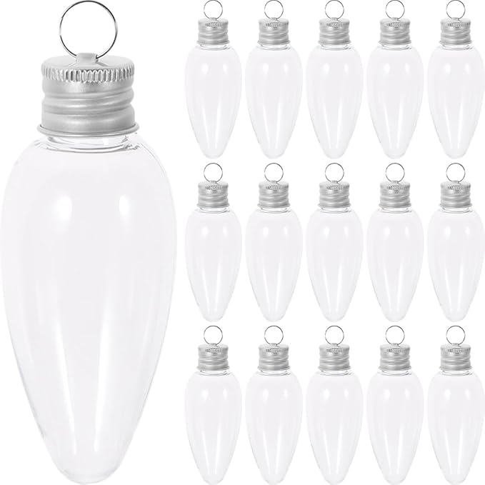 20pcs 35ml Pet Bulb Shape Candy Bottles with Removable Caps, Candy Storage Containers for Christmas Party Favors and Holiday Decorations