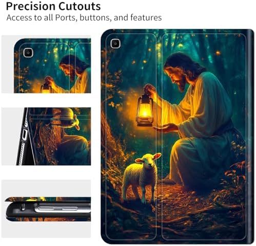 for Samsung Galaxy Tab A 8.0" 2017 SM-T380/T385 Case | Slim Leather Smart Cover with Multi-Angle Anti-Slip Stand [Auto Wake/Sleep] Shell for Women Men, Man Sheep Forest