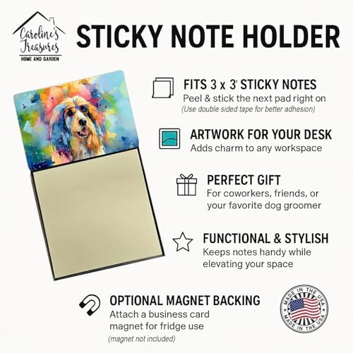 Caroline's Treasures Afghan Hound Hippie Dawg Sticky Note Holder Refillable Dispenser Self-Sticky Note Pads, Memo Pads Blank Desk Accessories