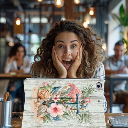 for Microsoft Surface Pro X/Pro X Plus-13 2019/2020/2021/2024 Tablet Case,Auto Wake/Sleep,Adjustable Stand Protective Cover - Flamingo Anchor Tropical