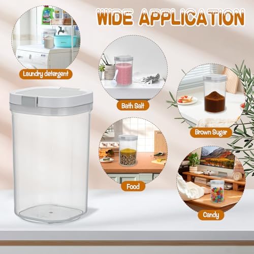 2 Pack Bath Salt Jar with Pop-Up Airtight Lid and Scoop, 1.8L Plastic Airtight Storage Canister Bathtub Accessories for Bathroom Salt, Flour, Candy, Tea