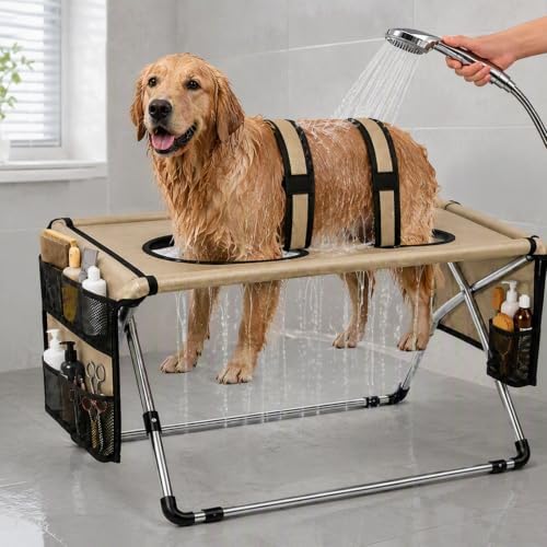 2026 Upgraded Detachable Pet Grooming Hammock for Small Dogs & Cats 44 LBS | Stainless Steel Stand Pet Grooming Sling, 8‑Hole Adjustable Dog Cat Grooming Harness for Pet Nail Trimming, Bathing, Care