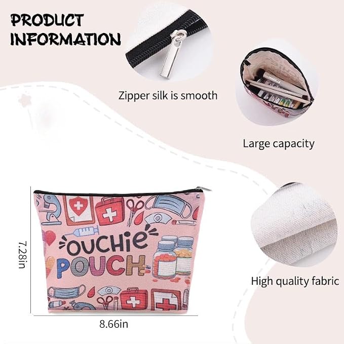 Small Ouchie Pouch Bag Canvas Medicine Storage Bags Wound Care Travel Bag Drug Storage Bags for Medicine First Aid Kit Zipper Pouches Emergency Pouch for Women Girls Doctor Nurse Pouches for Work