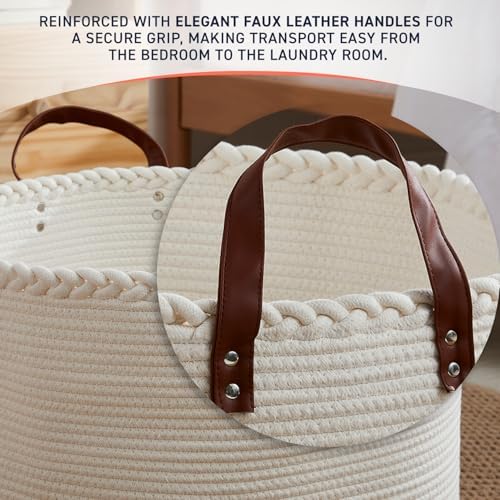 XLarge Round Cotton Rope Storage Basket, 21x21x14, Cream