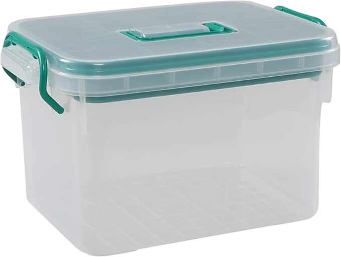 15QT Clear Medicine Organizer Box with Handle, Plastic First Aid Box | Medicine Container with Tray, Thickened Medicine Container Chest, for Home Organization Must, School, Dormitory, Travel, RV