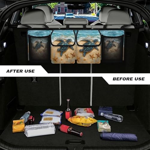 Turtle Car Trunk Organizer Hanging Detachable Car Backseat Storage Bag Foldable Multipurpose Storage Bag for Automotive Trunk Storage and Decoration