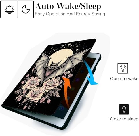 for Microsoft Surface Pro 7 Plus,Surface Pro 7/6/5/4 12.3" Tablet Case,Auto Wake/Sleep,Adjustable Stand Protective Cover - Bat Moon Floral