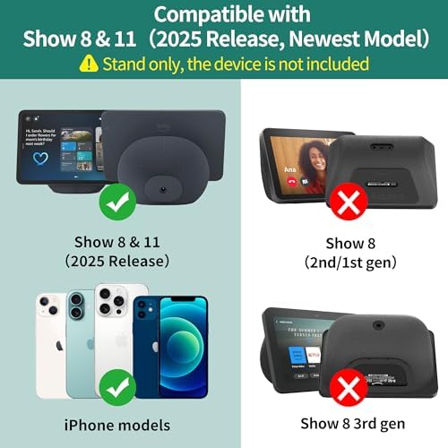 HomeMount Show 11 Stand Swivel, Adjustable Stand for Show 8 2025 Release, Tilt 18 Degrees Forward & Backward Magnetic Non-Slip Bottom Adjustable iPhone 12 & Show 8/11 Accessories (Graphite Grey)