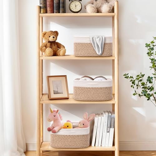 Storage Baskets for Shelves, 2 Pack Shallow Basket