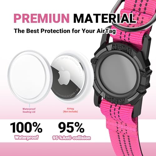 AirTag Dog Collar and Leash, IP68 Waterproof Integrated