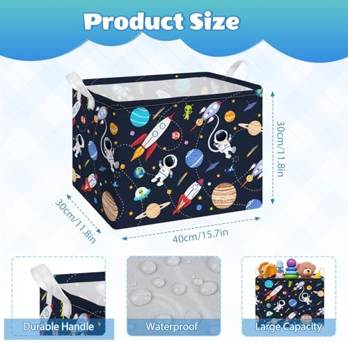 Collapsible Storage Basket Collapsible Fabric Laundry Basket with Handles | Spacious 15.7"×11.8"×11.8" size Folding Design Easy to Store Sturdy Fabric with Reinforced Handle Easy to Clean