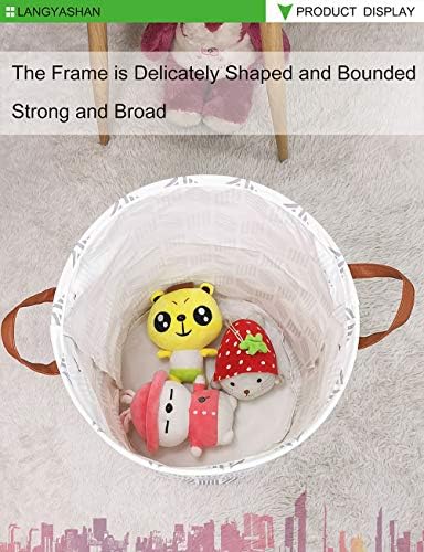 Round Laundry Basket Collapsible Storage Hamper Organizer Gery Wave | Waterproof Canvas Foldable Baskets with sturdy Handles Multi-scene Organizer for Home Play Bedroom Gift Bin
