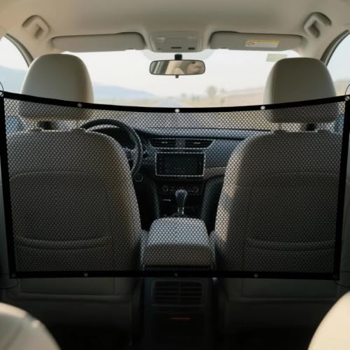 Car Pet Mesh Barrier for RAM 1500 2500 3500 | Elastic Drawstring Setup Secures Driving Space. 116x76 Centimeter Woven Mesh Deflects Animal Claws.