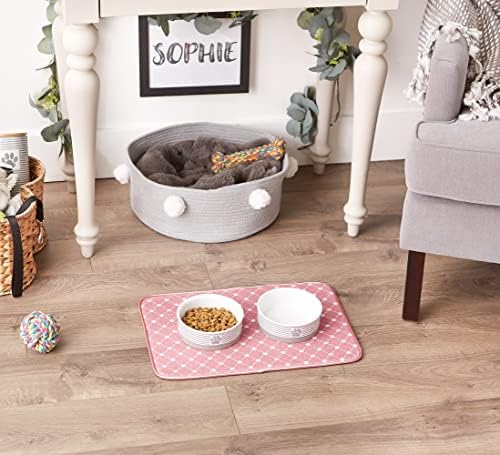 Bone Dry Machine Washable, Ultra Absorbent Pet Mat, 12x18, Rose Trellis Print
