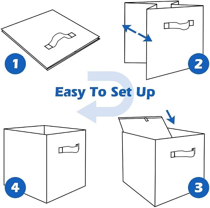 PowerKing Collapsible Storage Cubes, Farbic Storage Bins, 3 Colors, 6 Pack | Sturdy, Lightweight, Easy Pull Handle, Closet & Shelf Organizer, Clothes and Toys Storage, 10.5'' x 11'' x 10.5''
