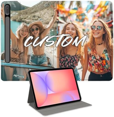 Custom Photo Personalized Flip Case for Samsung Galaxy Tab S7 FE 12.4 inch(2021),Model Code: SM-T730/T733/T736B, Samsung Galaxy Tablet Customized Picture Text Leather Stand Cover Protective Case