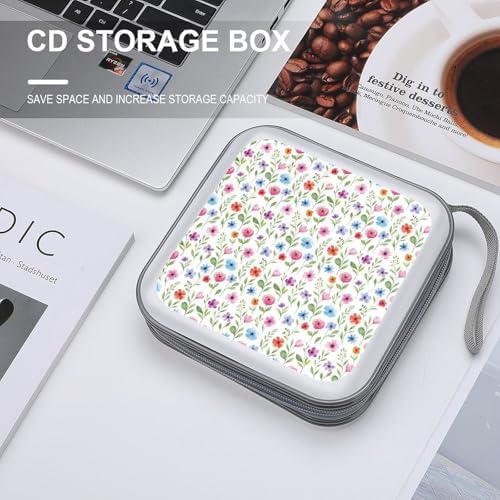 40-Disc Capacity CD/DVD Case Colorful Pineapple, Hard Plastic Protective Storage Binder with Zipper, Portable Organizer for Car Home Office