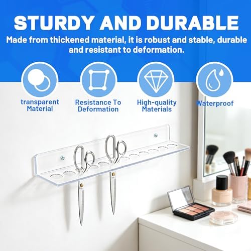 Acrylic Shear Holder Wall Mounted 12 Slot Scissors Holder Rack for Stylist