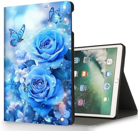 for Microsoft Surface Pro 7 Plus,Surface Pro 7/6/5/4 12.3" Tablet Case,Auto Wake/Sleep,Adjustable Stand Protective Cover - Blue Rose Butterfly