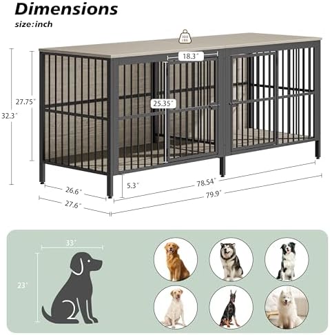 Pet Dog Poultry Cage, Outdoor Chicken and Livestock Cage, Hamster | 3-in-1 furniture: dog crate, TV stand, side table. Heavy-duty steel & particleboard. 150LBS top/bottom load. Escape-proo