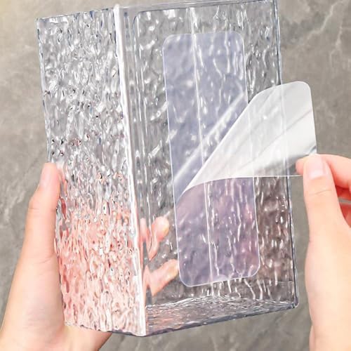 Facial Tissue Dispenser Wall Mount Water Wave Style Modern Transparent