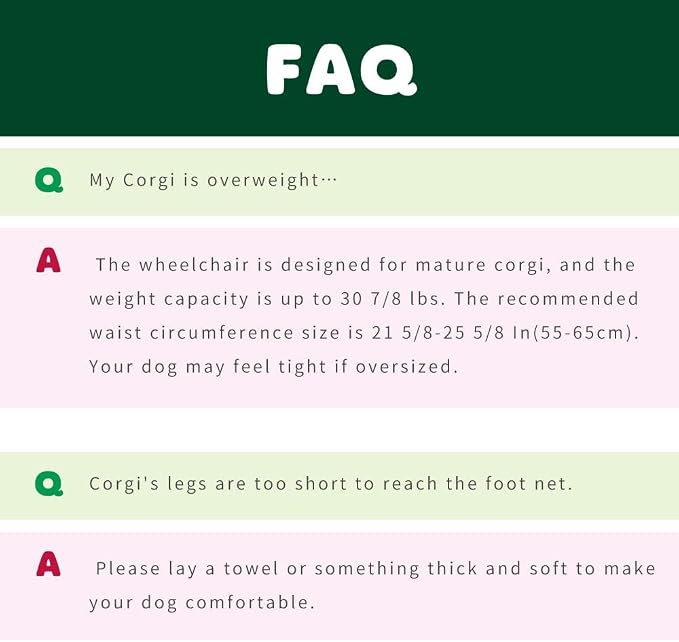 PaletteLife Corgi Dog Wheelchair for Back Legs, Adjustable Dog Cart with Wheels, Lightweight Rear Leg Mobility Support for Disabled, Injured & Senior Dogs
