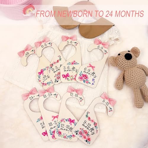 Baby Closet Dividers 8pcs Double-Sided Baby Clothes Dividers for Closet Wooden Nursery Decor for Gilrs Wardrobe-Ideal Baby Size Closet Organizer
