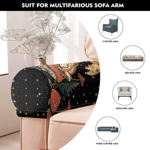 Goth Mushroom Frog Arm Covers for Couch Arm Chair Covers Set of 2 Scratch-Resistant Sofa Arm Covers Furniture Protector for Chairs and Sofas Home Decoration